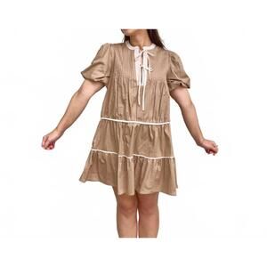 NEW IN THE BEGINNING tiered mini dress in khaki